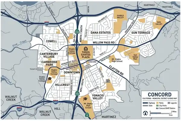 Concord CA Trenchless Sewer Repair Service Area Map