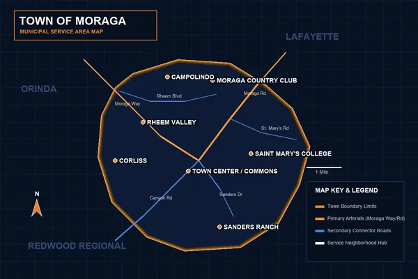 Moraga CA Trenchless Sewer Repair Service Area Map