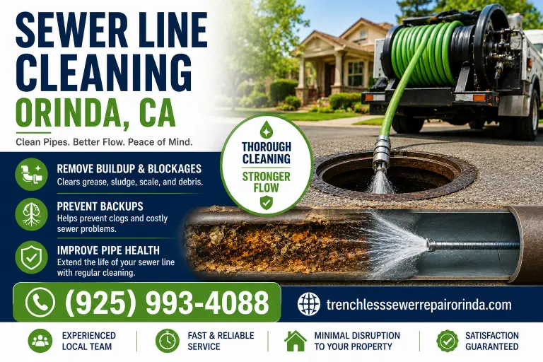 Sewer line cleaning specialists performing hydro jetting and snaking in Orinda CA